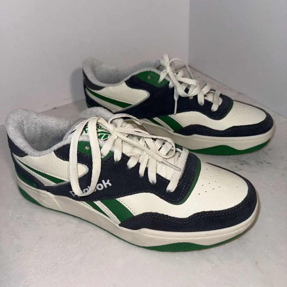 Reebok Mens Court Advance White Navy Glen Green GALAXY1 Sneakers Size 9.5